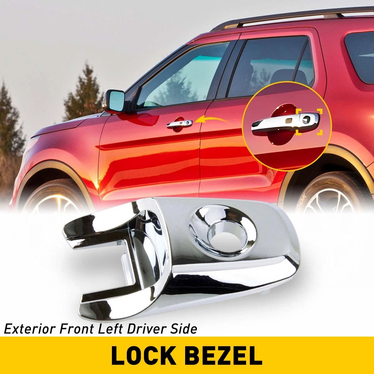 For Ford Explorer Front Driver Chrome Exterior Door Handle Lock Cylinder Cap EOA 6B93BC-57