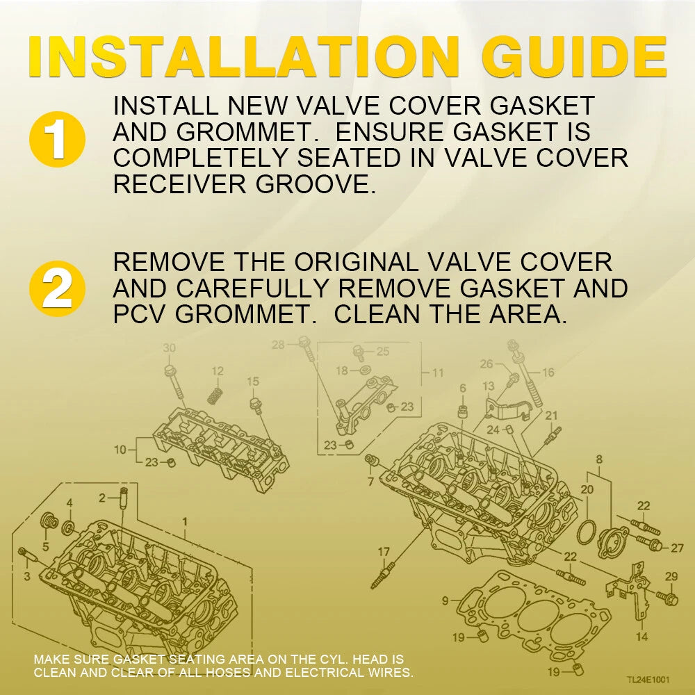 Engine Valve Cover Gasket Set w/Grommets for 01-05 Honda Civic 1.7L SOHC L4 EOA 6B93BC-57