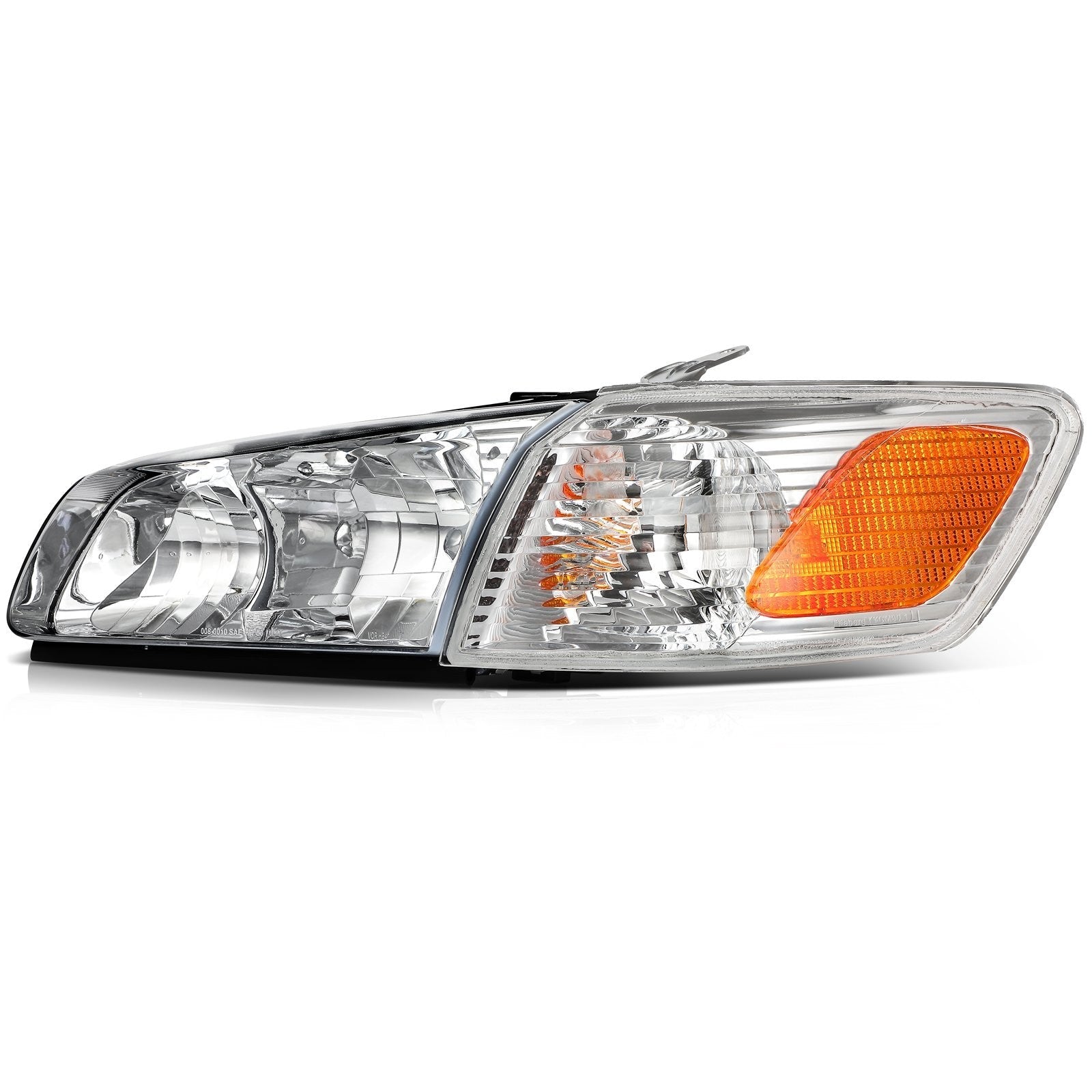 ECCPP Headlights Assembly For Toyota Camry 2000-2001 Pair Kit Chrome Amber 6B93BC-57