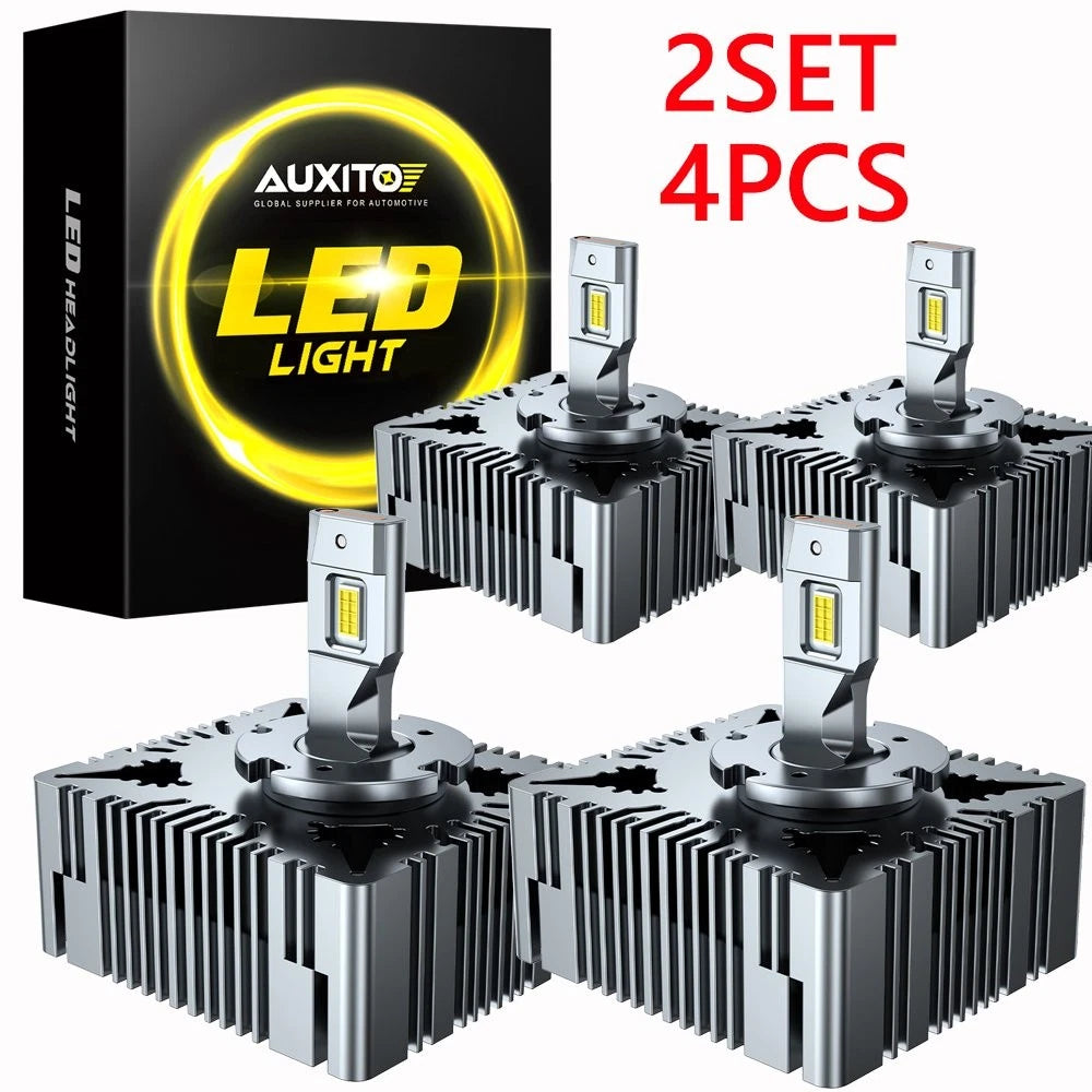 4PC AUXITO D5S Custom HID to LED Headlight Bulbs High Beam Low Beam Replacement AUXITO