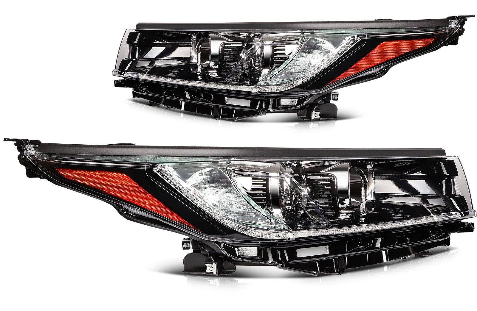 Pair Kit Headlights Assembly For 2017-2019 Toyota Highlander 3.5L Black Amber 6B93BC-57