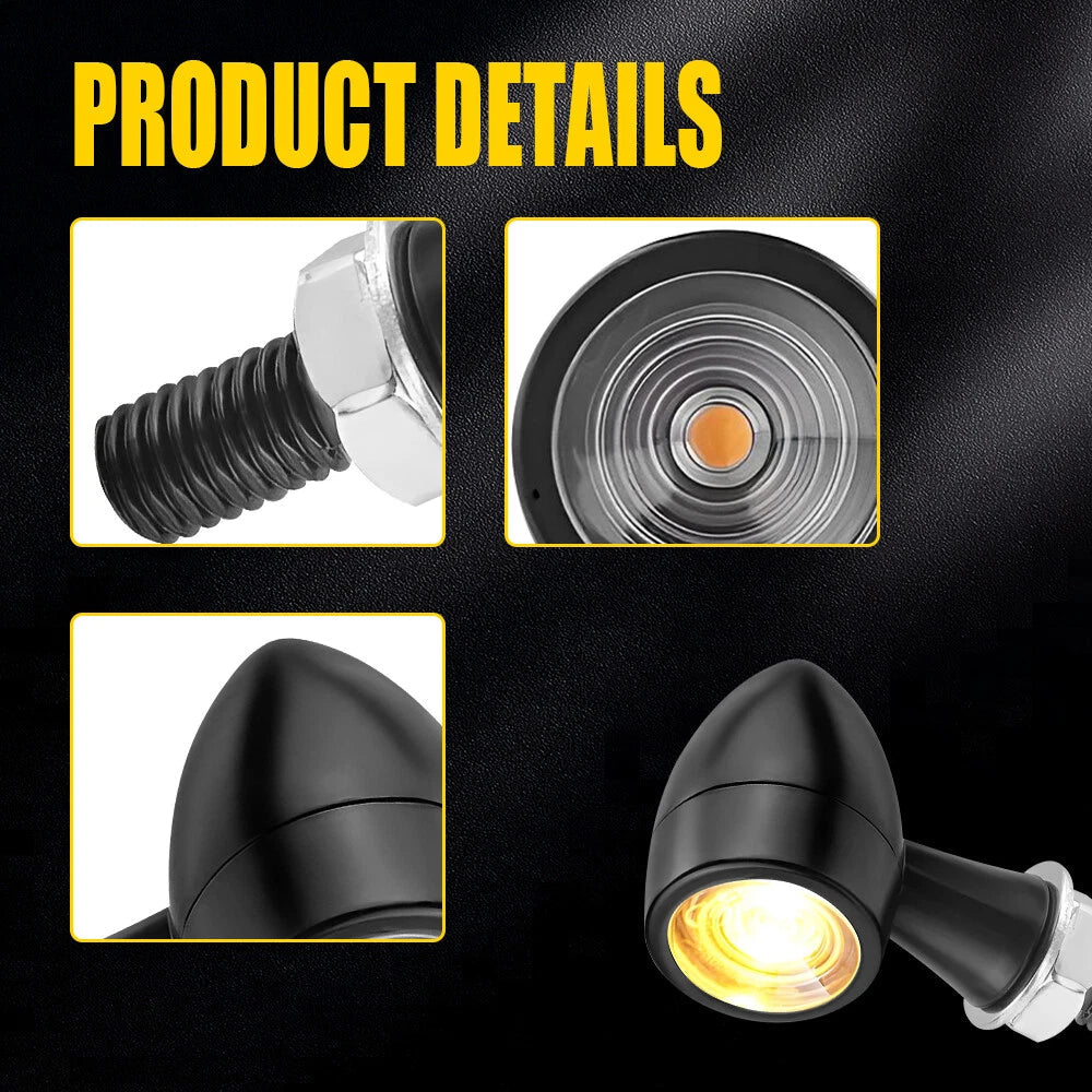 Mini Motorcycle LED Bullet Turn Signals Blinker Light Indicator Amber Black EOA 6B93BC-57
