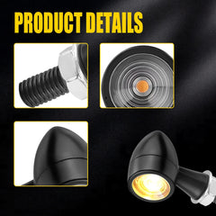 Mini Motorcycle LED Bullet Turn Signals Blinker Light Indicator Amber Black EOA 6B93BC-57