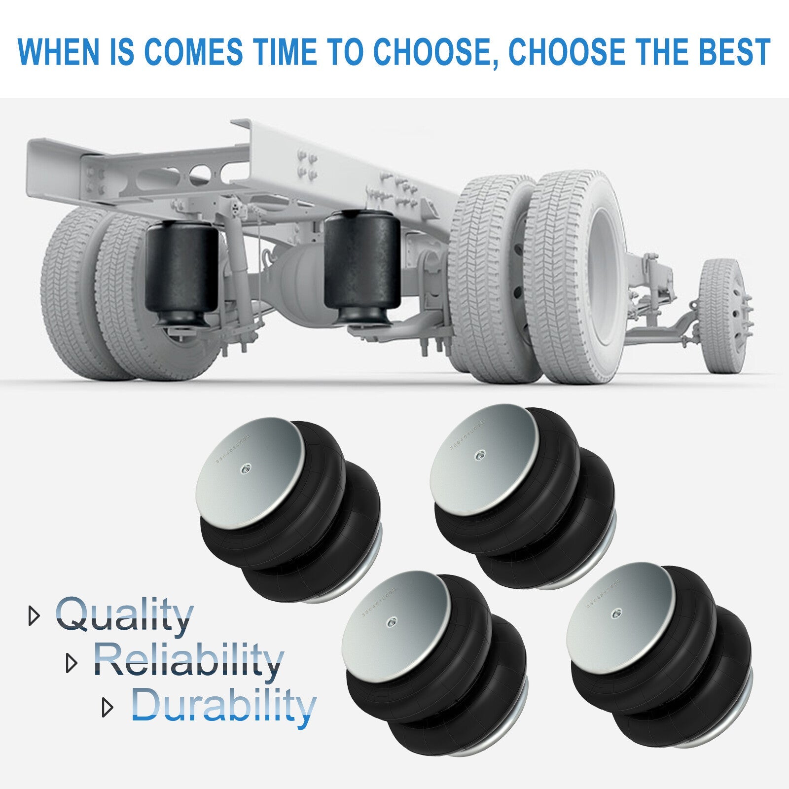 4x Air Suspension Spring Air Bags For 3/8" 1/2" NPT Port Heavy Duty 2600 LBS 6B93BC-57