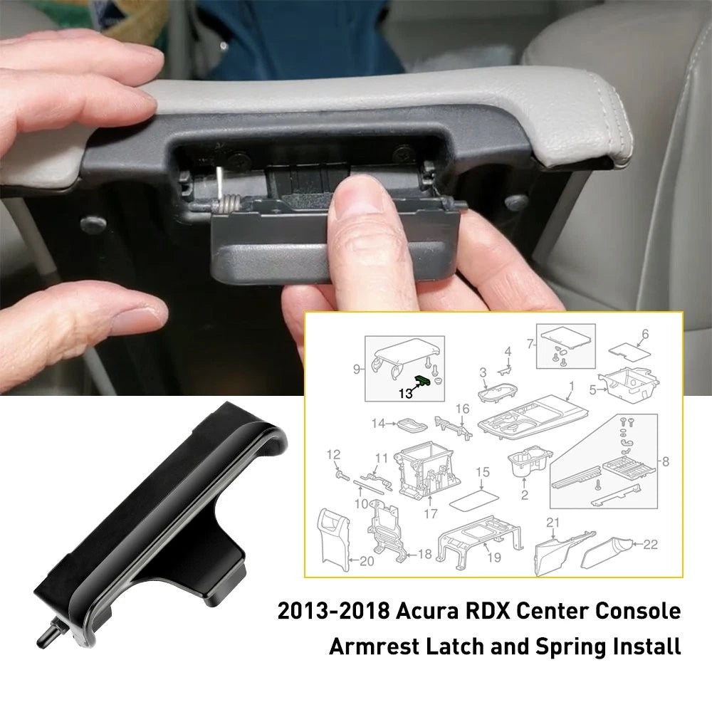 For 2013-2018 Acura RDX Replace Center Console Latch Lid Armrest Lock Black EOA 6B93BC-57
