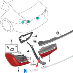 1 Pc Right Side Tail Brake Light Trim Strip Chrome For BMW G12 7-Series 2020-22,