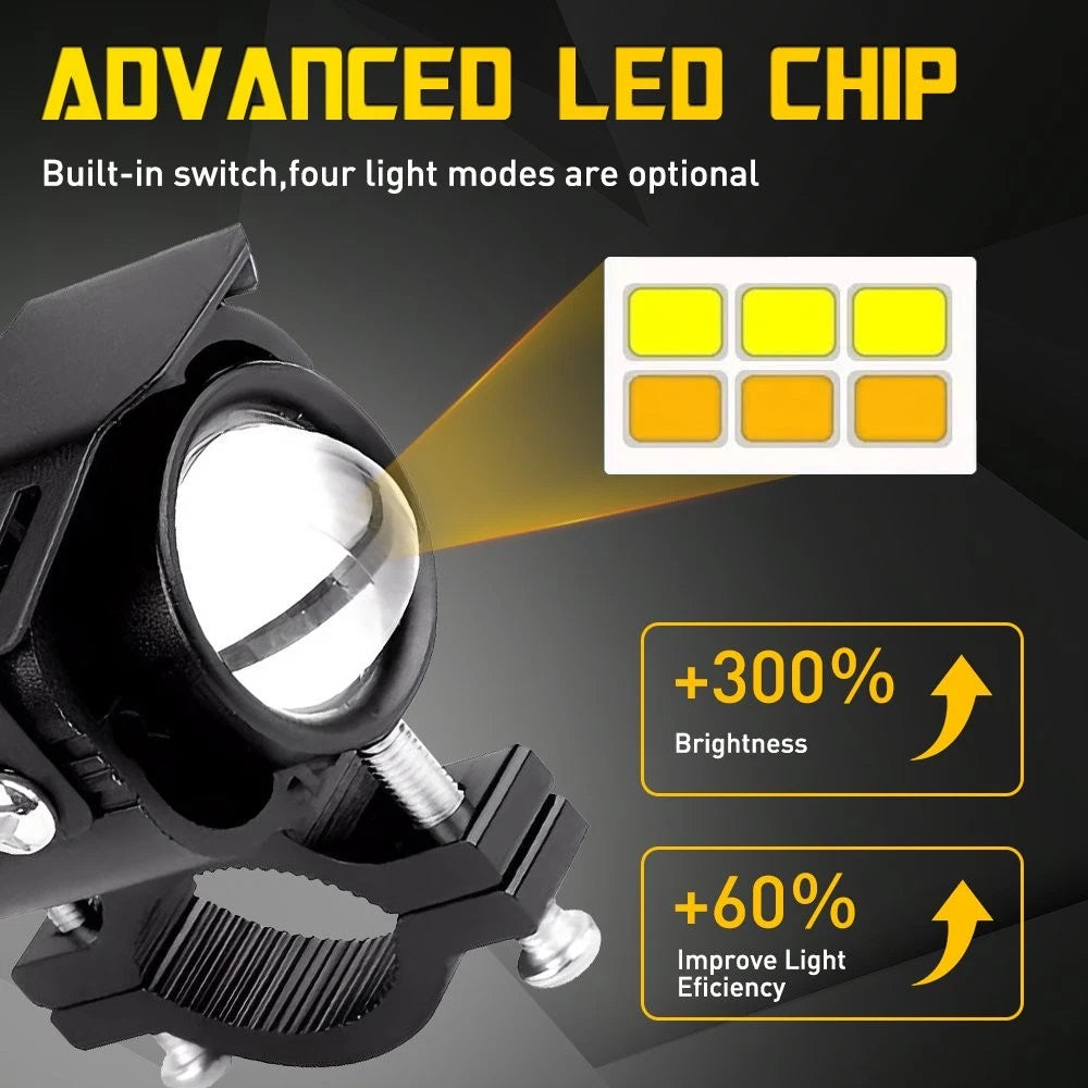 2Pcs Bi-colors Motorcycle LED Spotlight Headlight Driving Auxiliary Fog Lamps EA 6B93BC-57