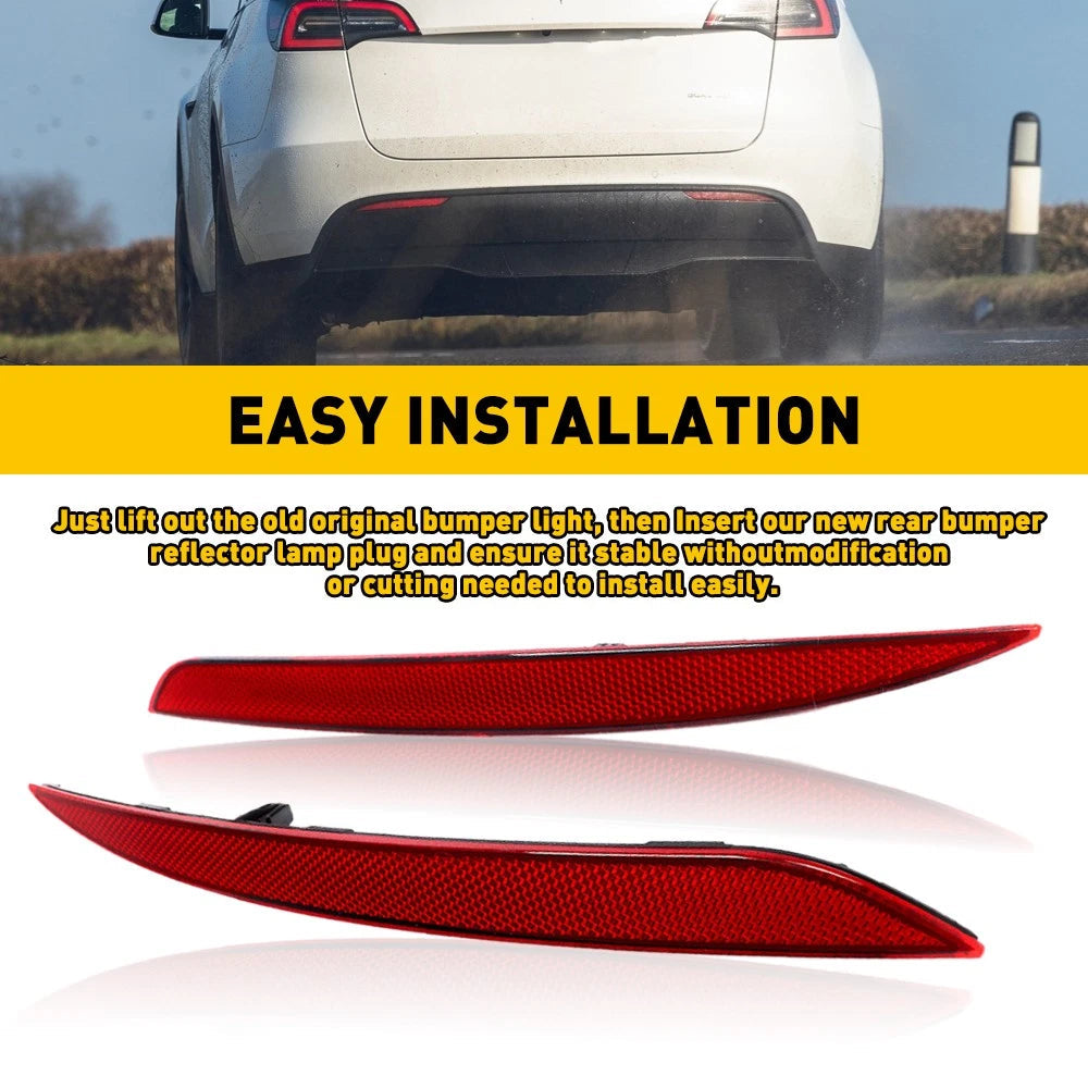 For Tesla Model Y 2022 2021 2020 Tail Rear Bumper Reflector Red Pair LH RH EOA 6B93BC-57