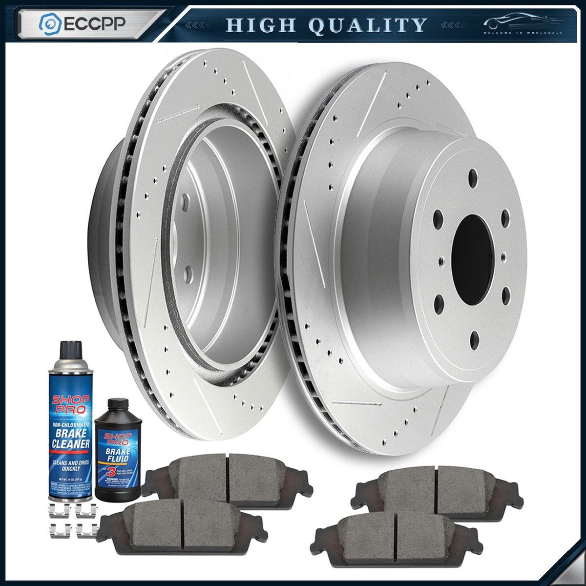 Rear Ceramic Brake Pads And Rotors For GMC Sierra 1500 Yukon Cadillac 2015-2018 6B93BC-57