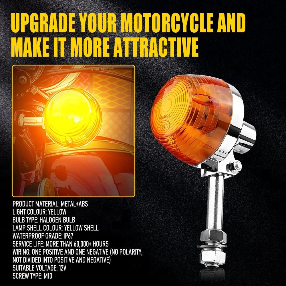 2PC Motorcycle Turn Signal Indicator Amber Blinker Light Mini Lamp Universal EOA 6B93BC-57