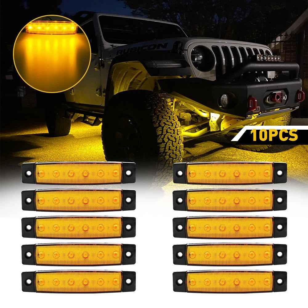 10X Amber LED 6 12V Side Marker Lights Indicators for Truck Trailer Bus Lorry EA 6B93BC-57