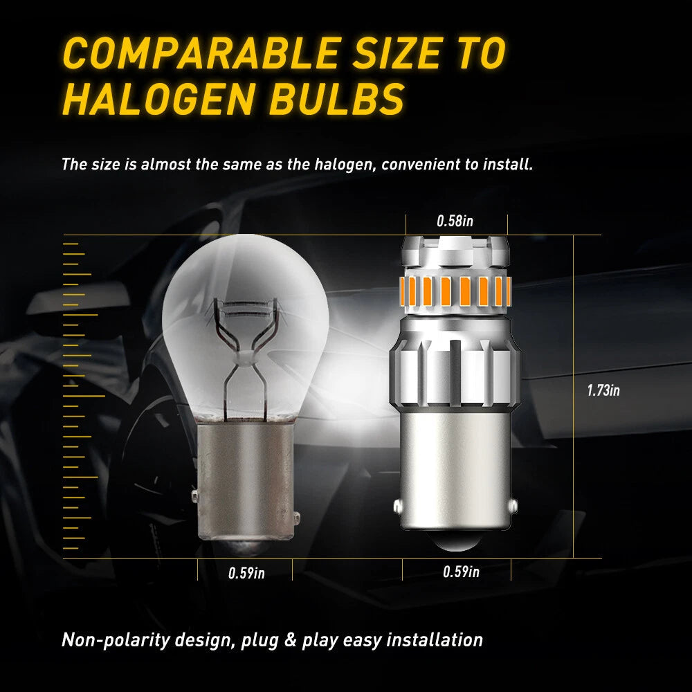 AUXITO 1156 Amber LED Turn Signal Light Bulb Error Free Anti Hyper Flash 2F EOA AUXITO