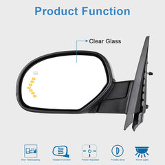 Chrome Mirror for 07-13 Chevy GMC Power-Fold Driver Side Heated Memory Signal 6B93BC-57