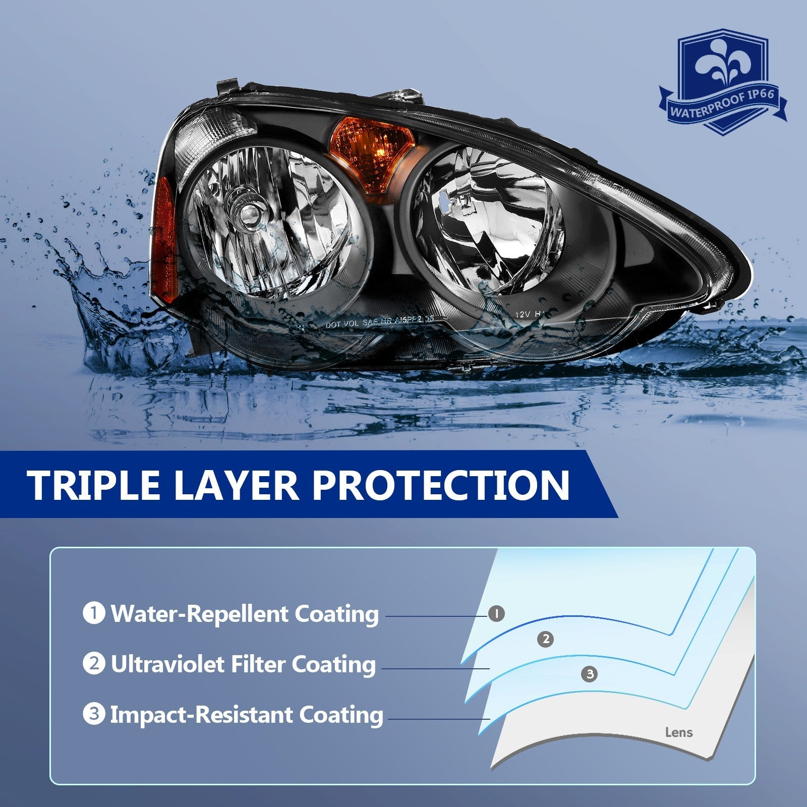 Headlights Assembly Kit For 02-04 Acura RSX DC5 Replacement Driving Lamps Pair KOEEP