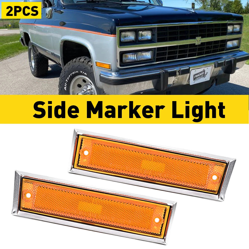 2PC Front Side Marker Lights Fit Chevrolet 81-91 C10 C20 C30 GMC C1500 C2500 6B93BC-57