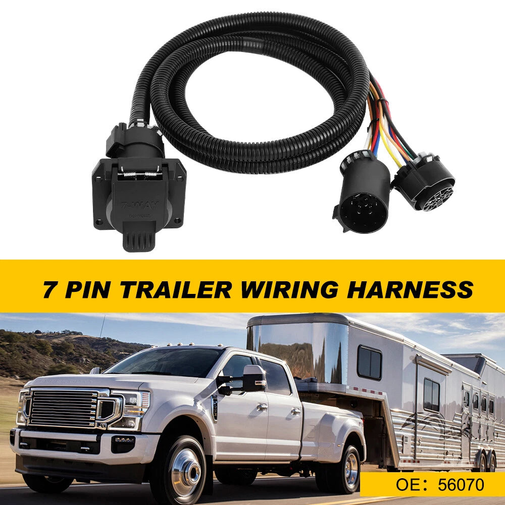 7 Pin Trailer Wiring Harness Extension Truck Connectors Bed 7 Way RV Wiring Plug 6B93BC-57