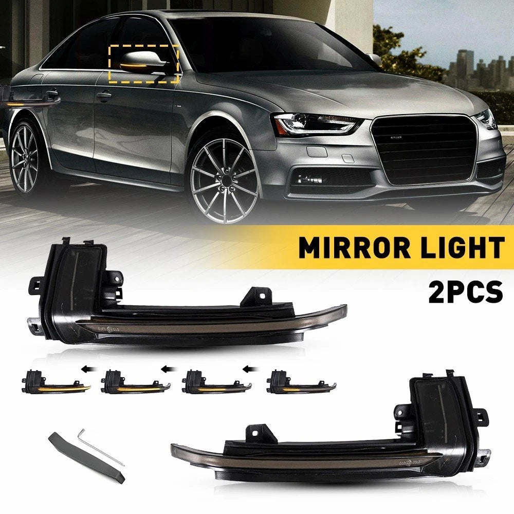 For Audi A4 A5 B8.5 11-16 LED Side Mirror Dynamic Turn Signal Light Smoke Amber 6B93BC-57