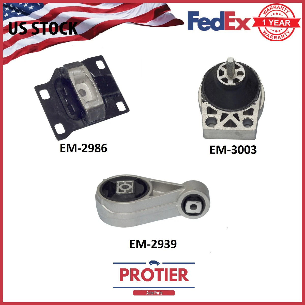 Fits Ford Focus 2000 - 2003 2.0L Hydraulic Engine Motor & Transmission Mount Set 6B93BC-57