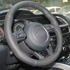 Top Leather Steering Wheel Hand-stitch on Wrap Cover For Audi A1 A3 A5 A7
