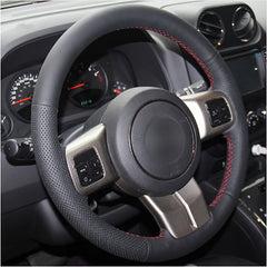 Top Leather Steering Wheel Hand-stitch on Wrap Cover For Jeep Wrangler 2011-2016
