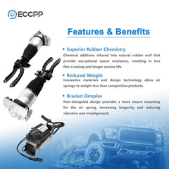3PCS Front Air Suspension Shock + Compressor For Audi Q7 Porsche Cayenne Touareg 6B93BC-57