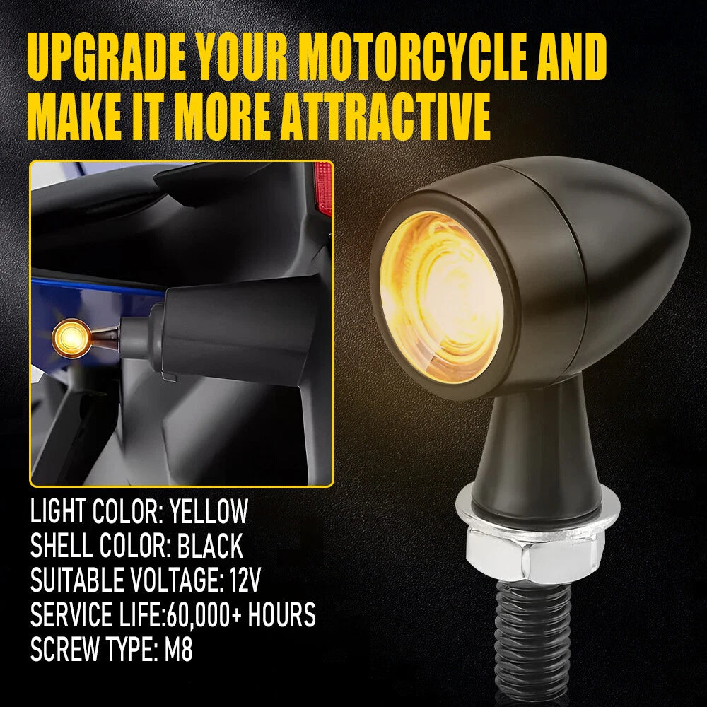 Mini Motorcycle LED Bullet Turn Signals Blinker Light Indicator Amber Black EOA 6B93BC-57