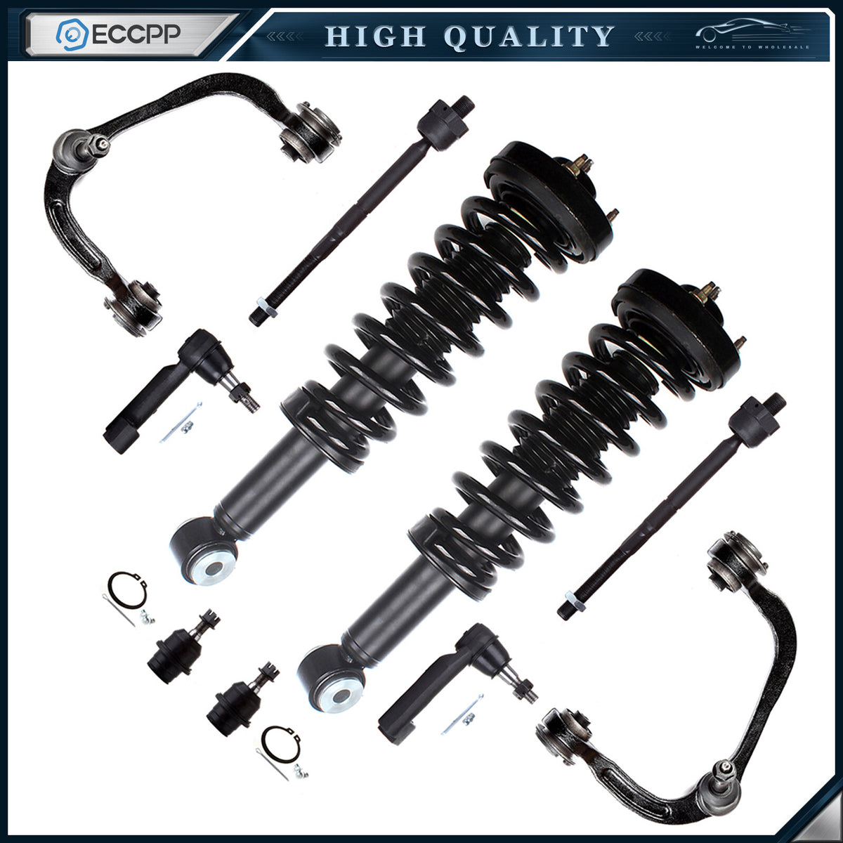 Fits 2009-2013 Ford F-150 2WD Front Struts Spring Control Arm Ball Joint Tie rod