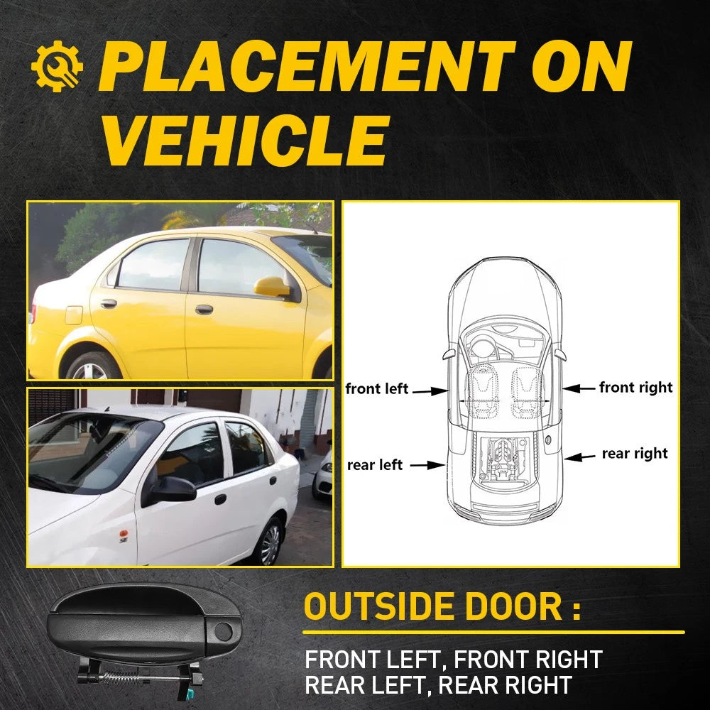 Set of 4 For 2004-2008 Chevy Aveo Outside Door Handles Front Rear Left Right EOA 6B93BC-57