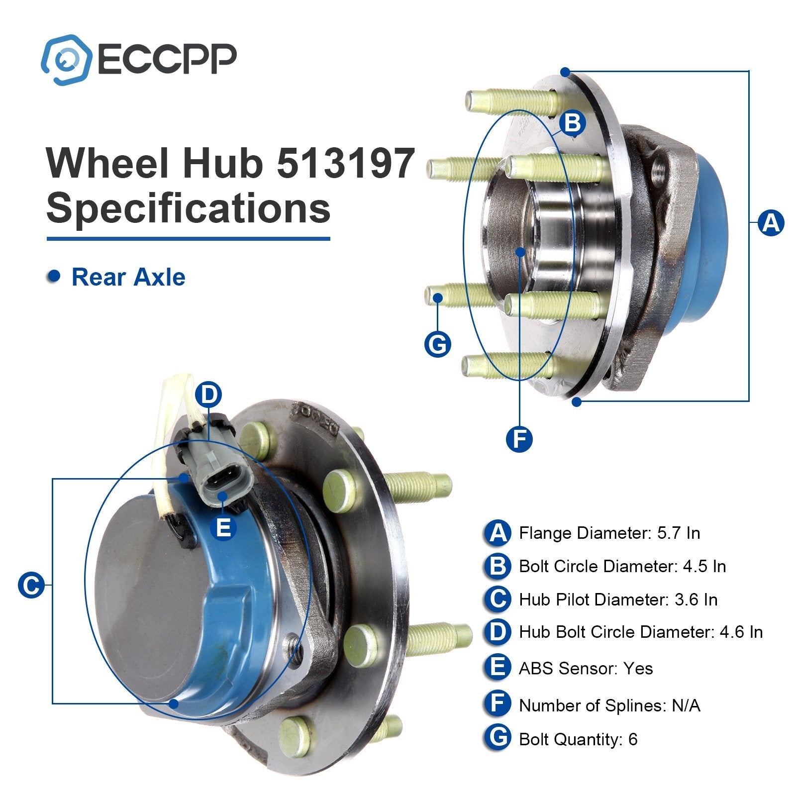 Pair Front Wheel Hub Bearings RWD For Cadillac STS SRX 6-Lug 2005 2006 2007-2009 6B93BC-57