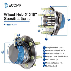 Pair Front Wheel Hub Bearings RWD For Cadillac STS SRX 6-Lug 2005 2006 2007-2009 6B93BC-57