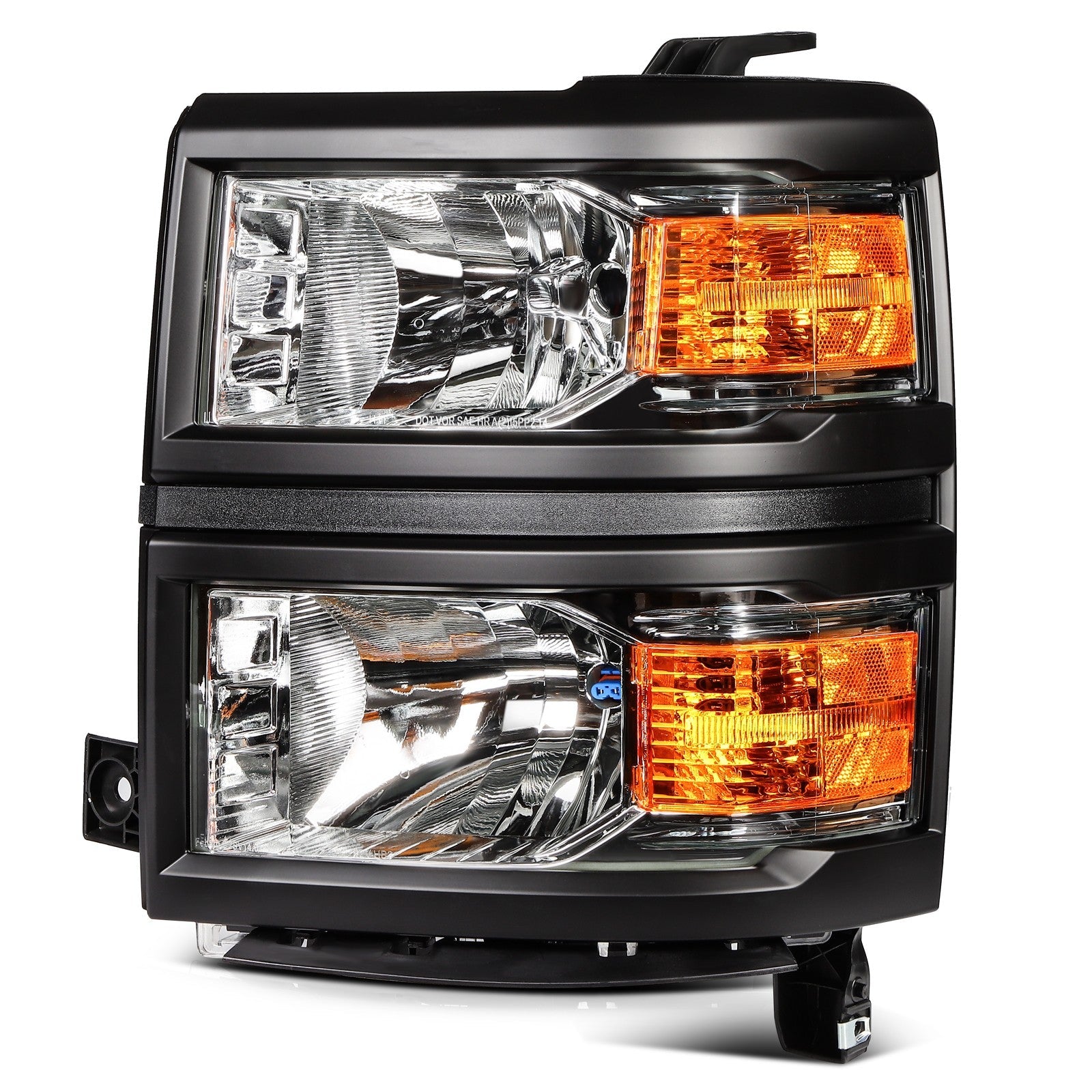 Headlights For Chevy Silverado 1500 2014-2015 Black Housing w/Amber Corner Lamp 6B93BC-57