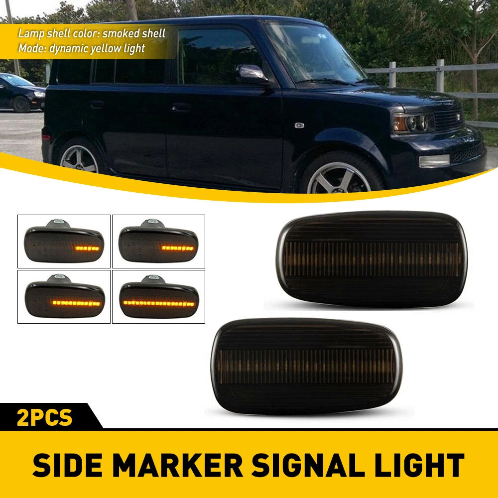 For 2004-06 Scion xB Smoke 2pc Lens Dynamic LED Marker Side Blinker Light Lamp 6B93BC-57