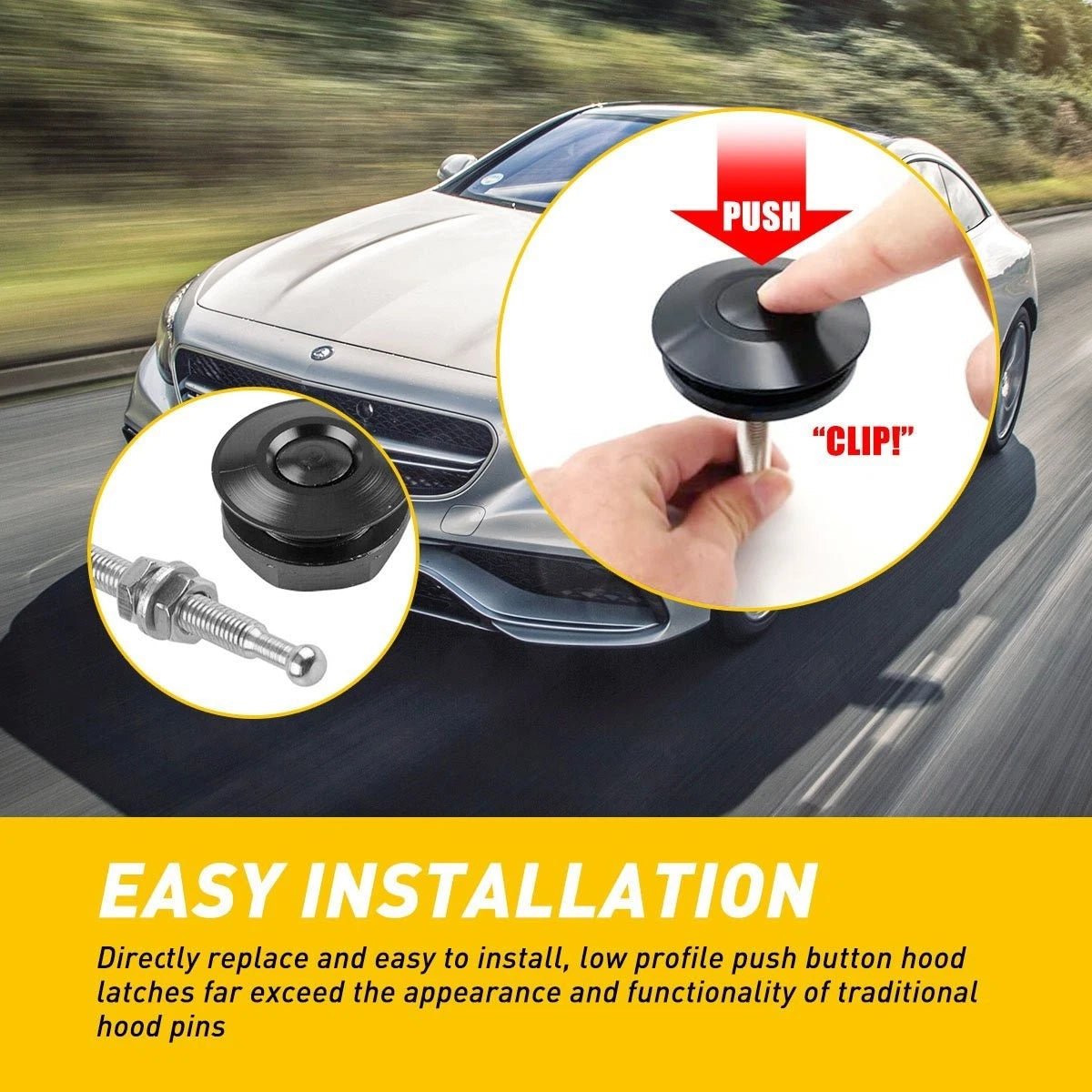 2-10pc Push Button Quick Release Hood Bonnet Pins Lock Clip Car Bumper Latch Kit 6B93BC-57