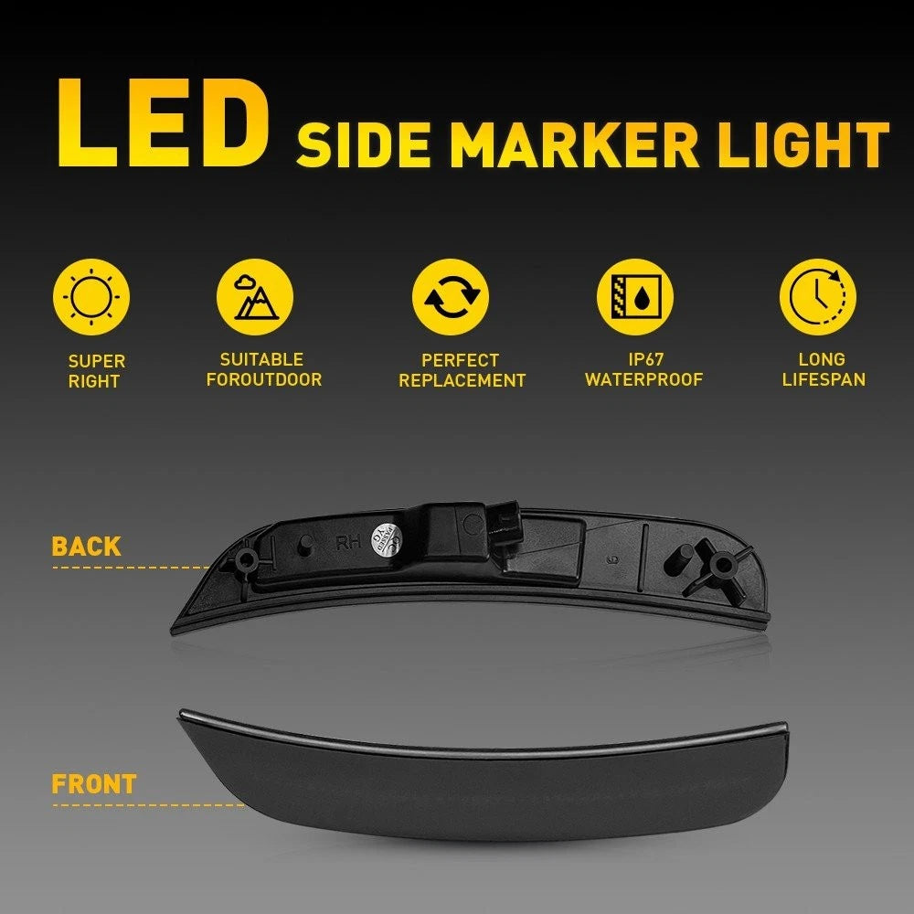 For 2015-2023 Chrysler 300 Smoked Lens LED Front Bumper Side Marker Lights Amber 6B93BC-57