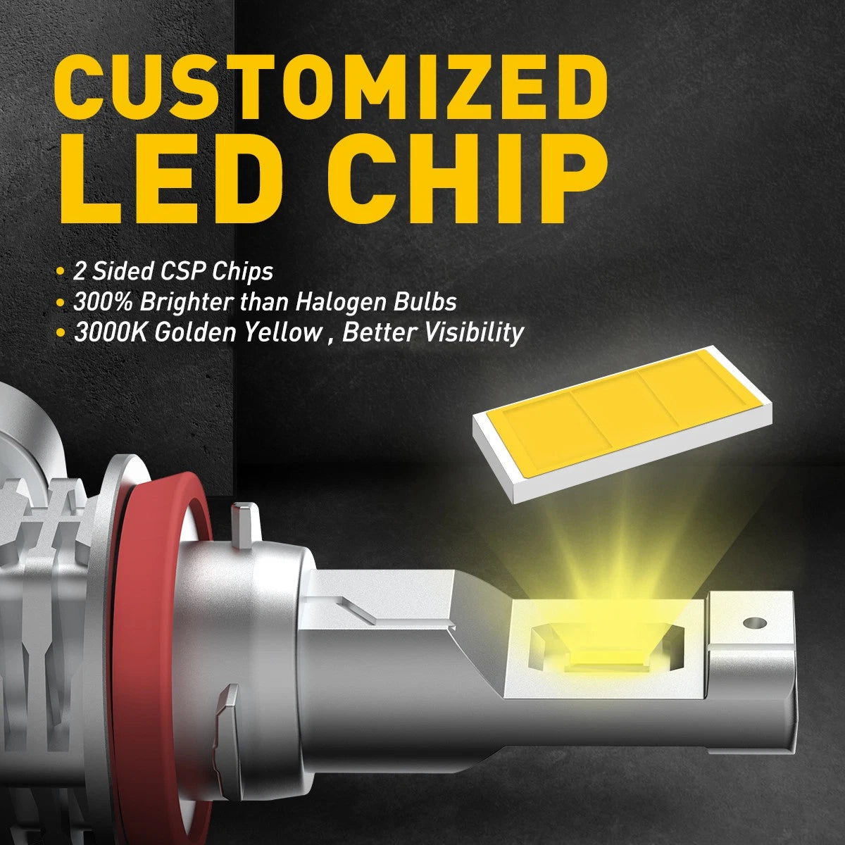 AUXITO LED Front Fog Driving Light H11 H16 6000K H8 Super Bright Bulb Fanless A6 6B93BC-57