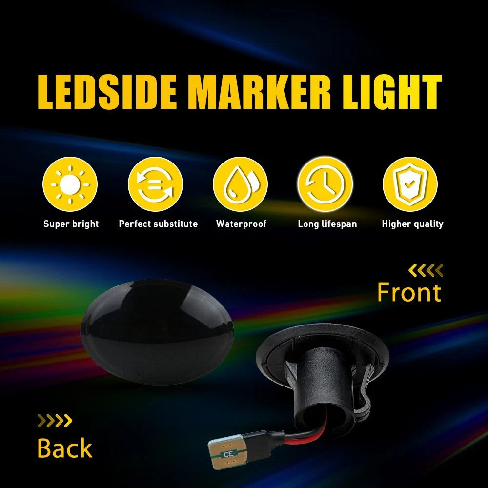 Dynamic LED Side Marker Lights For 2007-19 Fiat 500 2-Door/Maserati Gran Turismo 6B93BC-57