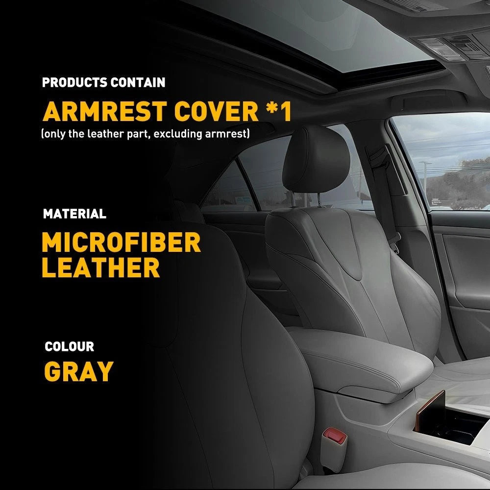 Gray/Beige Center Console Lid Armrest Leather Cover for 2007-2011 Toyota Camry A 6B93BC-57
