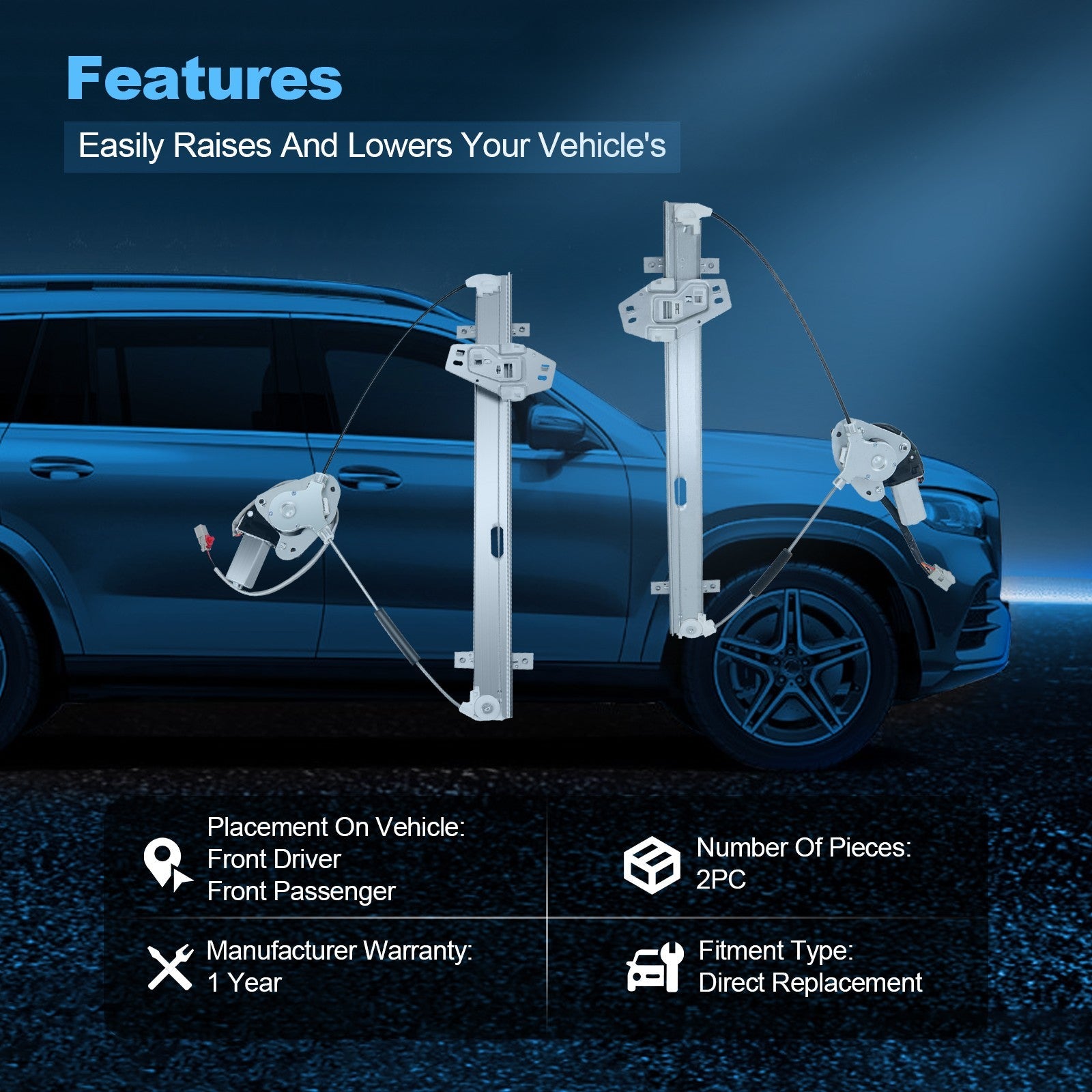 For 2003-2008 Honda Pilot Front Left Right RH Power Window Regulator With Motor 6B93BC-57