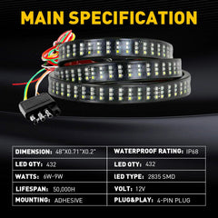 48" Inch Truck Tailgate Strip LED Sequential Brake Signal Reverse Tail Light Bar 6B93BC-57