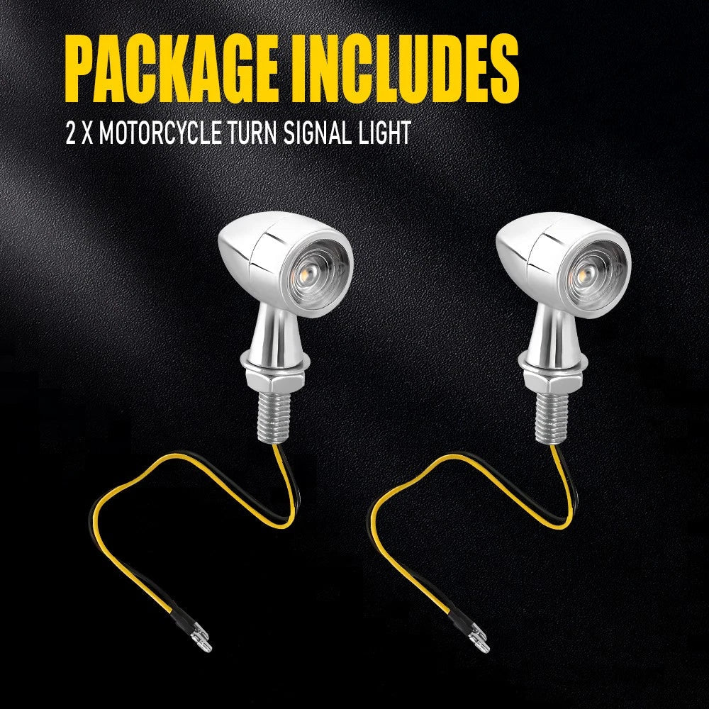 4x Chrome Motorcycle Bullet Amber Blinker Running LED Turn Signals Tail Light EA 6B93BC-57