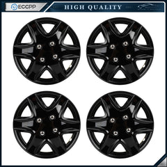 ECCPP 4X Wheel Hub Caps Covers Snap On Black Rim Covers For R15 Tire 4 Lug Wheel ECCPP