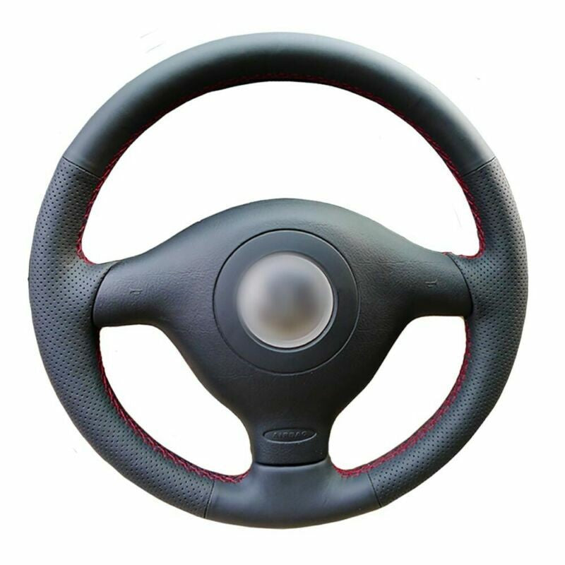 Top Leather Steering Wheel Hand-stitch on Wrap Cover For VW Golf 4 Polo B5 Seat