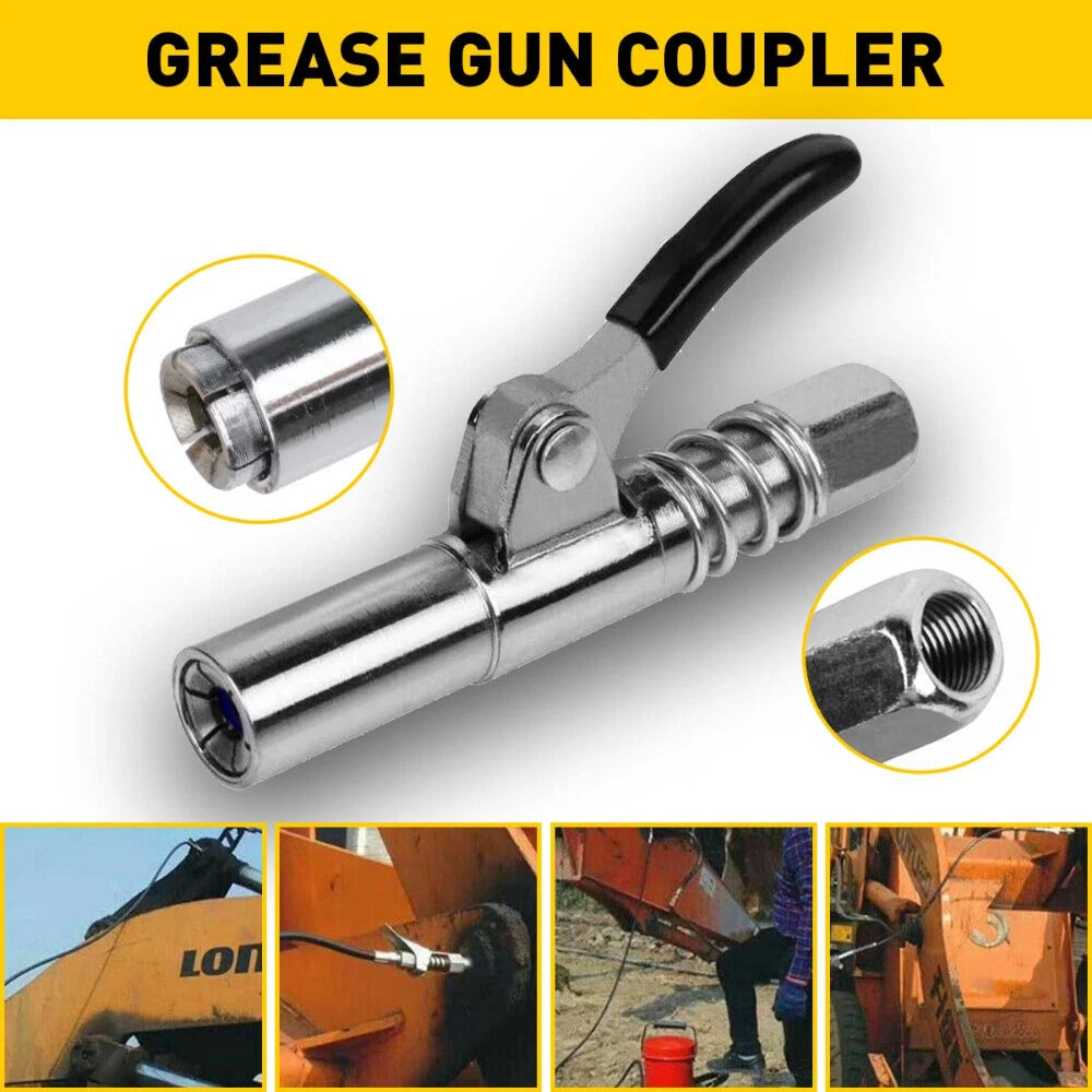 Grease Gun Coupler Locks Onto Zerk Fittings Grease Goes in 1/8” NPT No Leak EOA 6B93BC-57