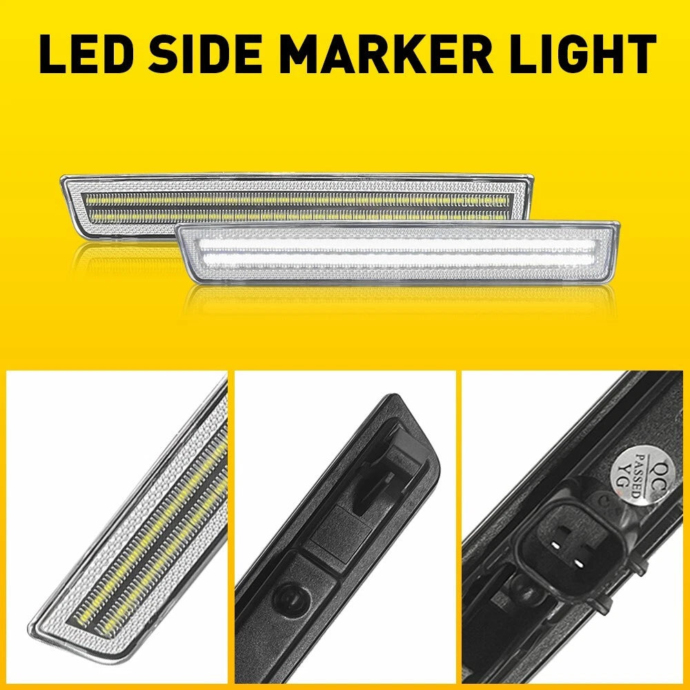 For 2015-2022 Dodge Challenger Bumper Front Side Marker Lamps Clear Lights Lens 6B93BC-57