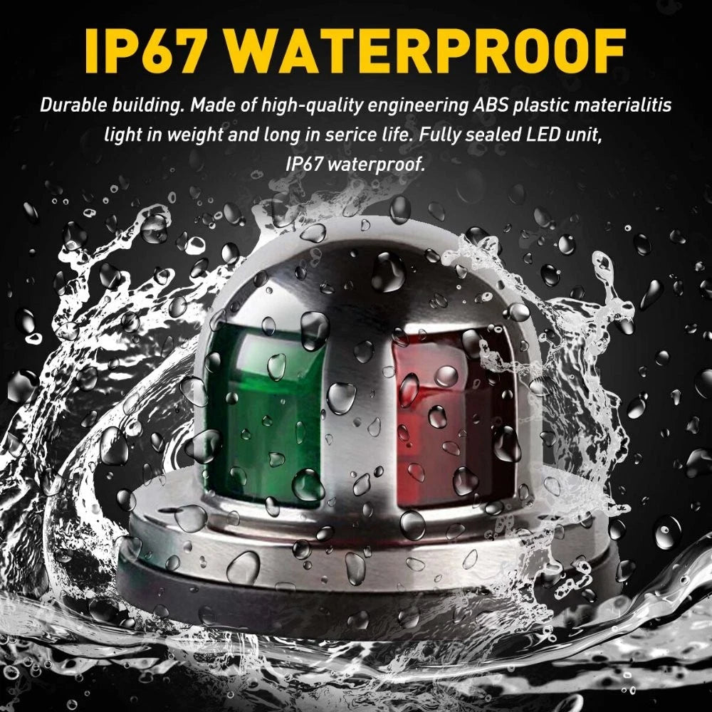 2 IN 1 Marine Boat Yacht Pontoon 12V Stainless Steel LED Bow Navigation Lights A 6B93BC-57