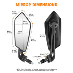 Universal Motorcycle Rearview Wing Mirrors 8mm/10mm Fit Honda Yamaha Suzuki ATV