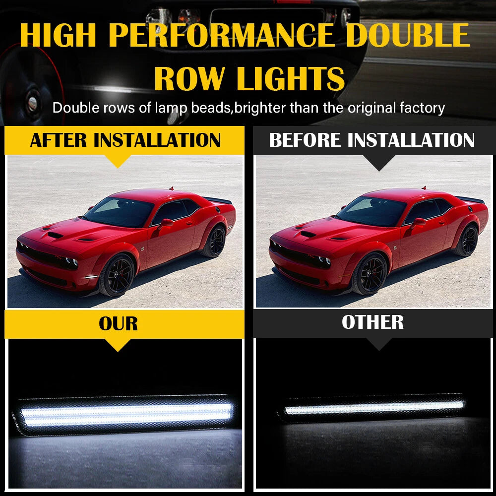 Front Rear Bumper Side Marker Lights For 2015-2022 Dodge Challenger Smoked EOA 6B93BC-57