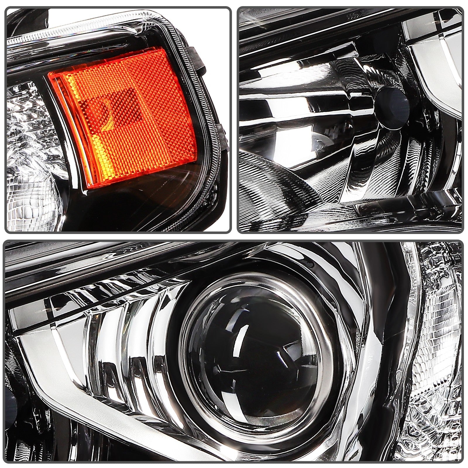 Pair Halogon Headlights Assembly For 2014-2020 Toyota 4Runner 4.0L Black Amber KOEEP