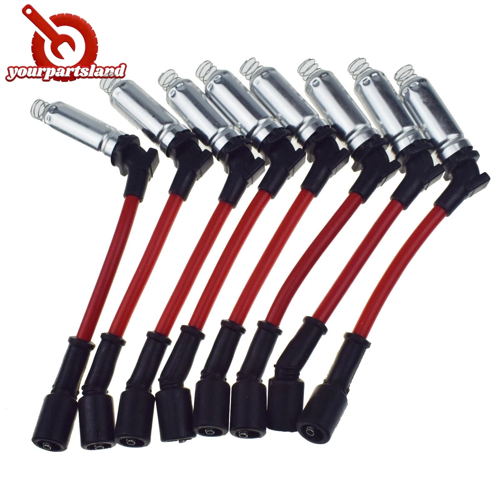 10mm Spark Plug Ignition Wires Set 8PCS for Chevy GMC Silverado Sierra V8 48322R 6B93BC-57