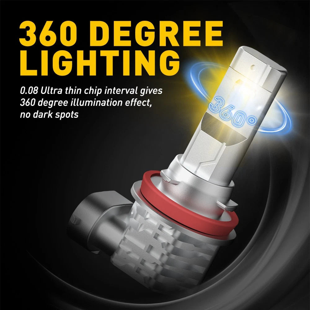 2X Dual Color H8 H11 LED Headlight Fog Light Bulbs White/Amber Driving DRL Lamp 6B93BC-57